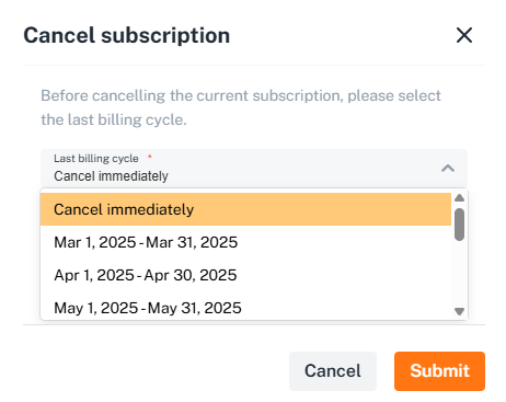Select last billing cycle to invoice
