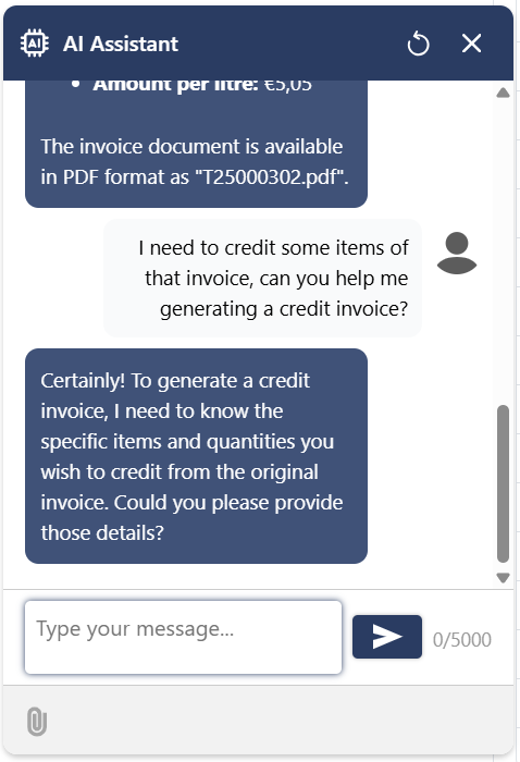 Correct an invoice using the AI assistant