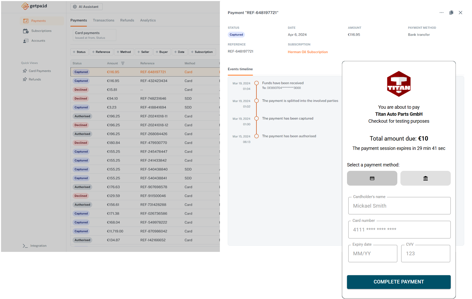 Getpaid dashboard and hosted checkout
