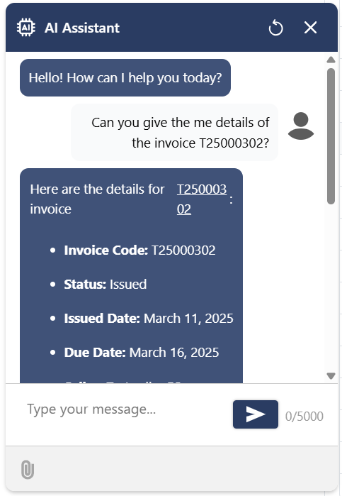 getpaid AI assistant showing invoice details