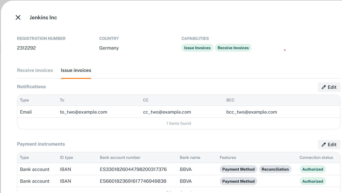 Payment instruments in getpaid dashboard