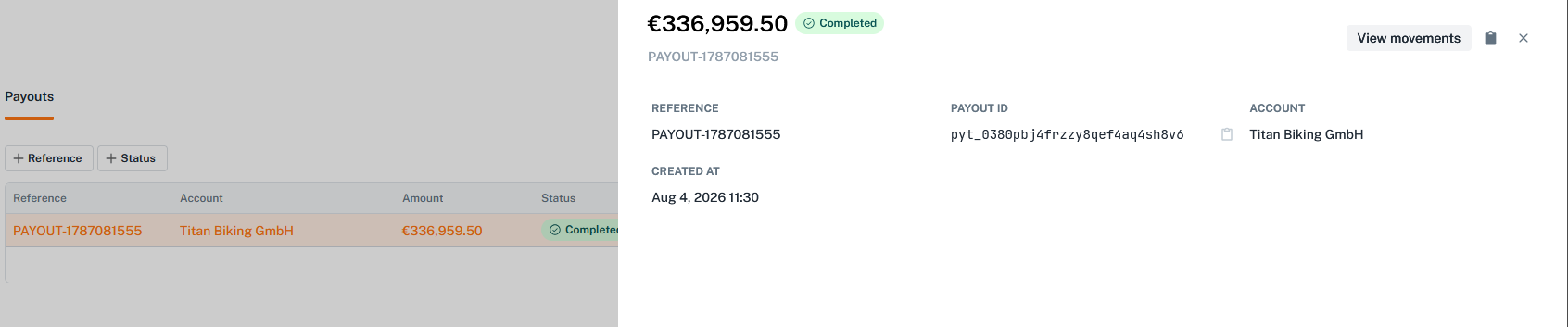 Payout details
