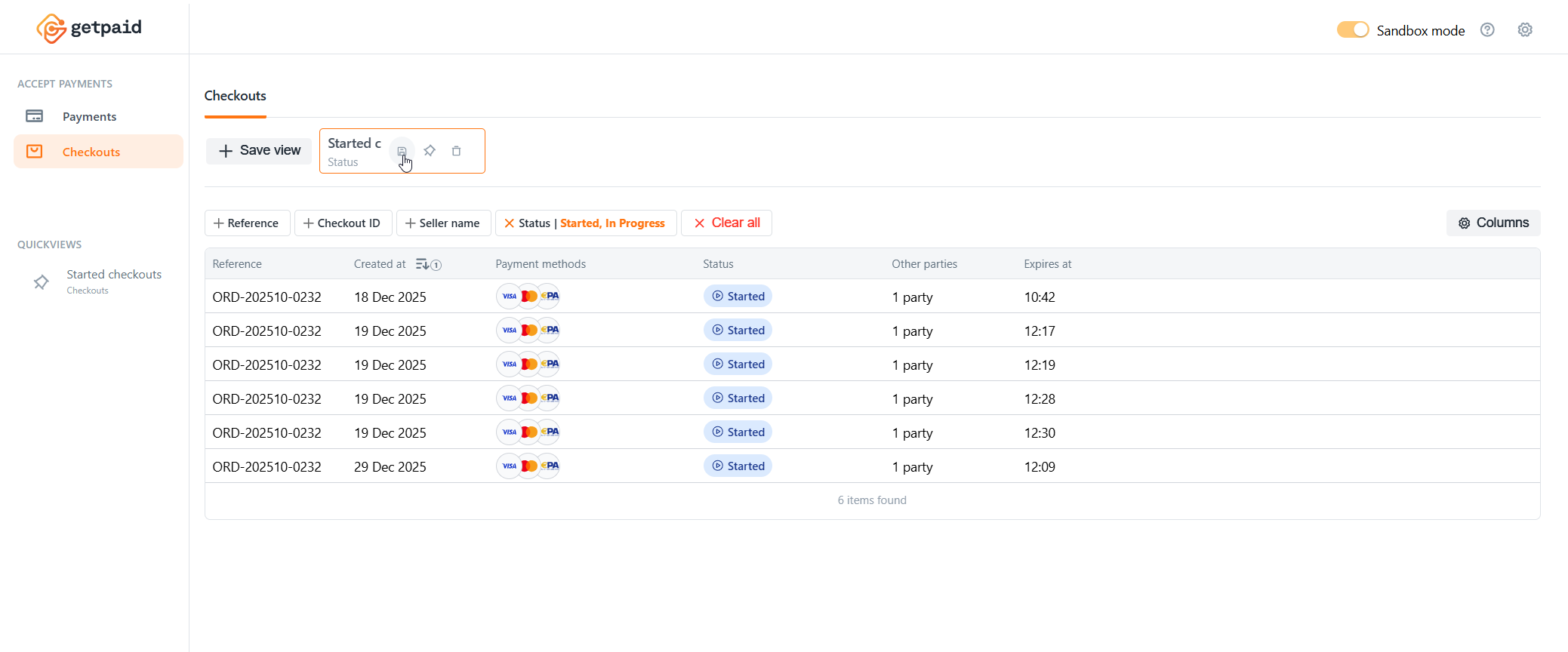 Update a quick view configuration