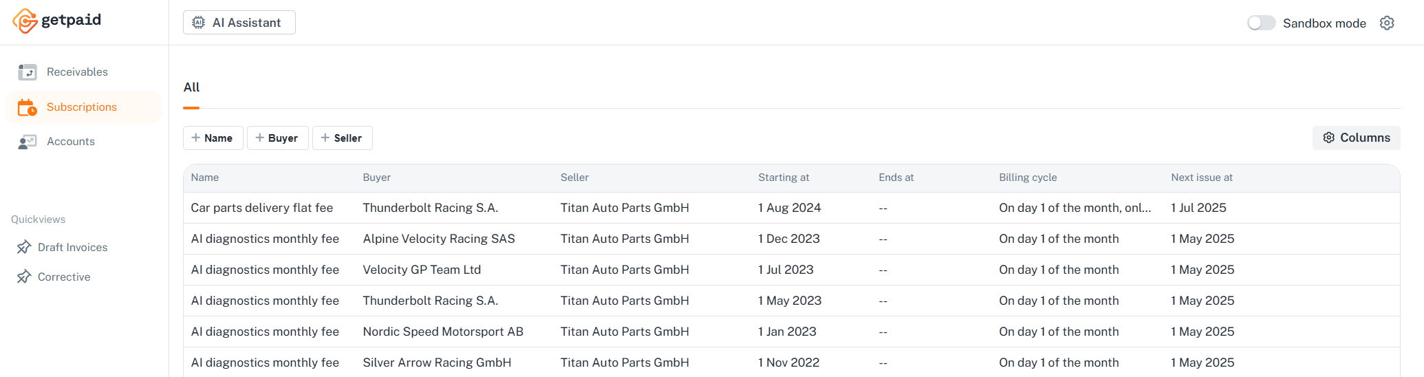 New &quot;Subscriptions&quot; dashboard section
